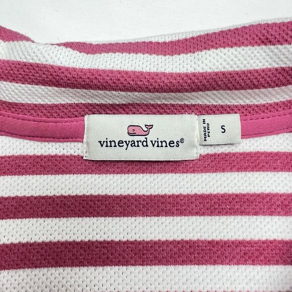 Vineyard Vines Quarter Zip Women’s Small Pink Striped Performance Pullover - Picture 3 of 8